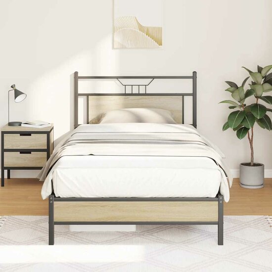 Bedframe Zonder Matras Hout Kleurig 100 x 190 cm Sonoma eiken