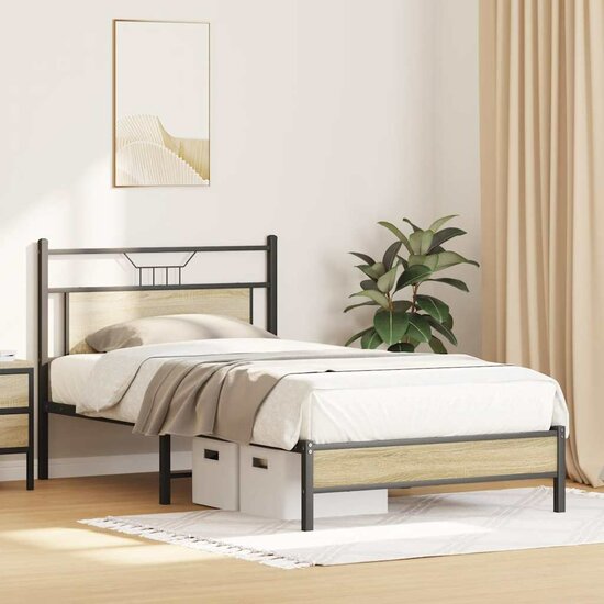 Bedframe Zonder Matras Hout Kleurig 100 x 190 cm Sonoma eiken