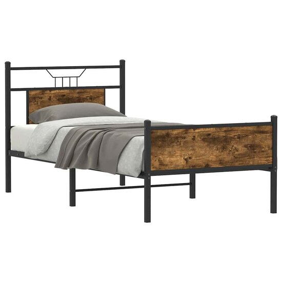 Bedframe Zonder Matras Hout Kleurig 90 x 200 cm Gerookt eiken