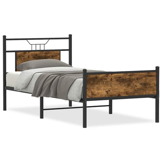 Bedframe Zonder Matras Hout Kleurig 90 x 200 cm Gerookt eiken