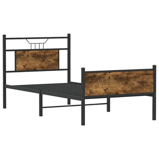 Bedframe Zonder Matras Hout Kleurig 90 x 200 cm Gerookt eiken