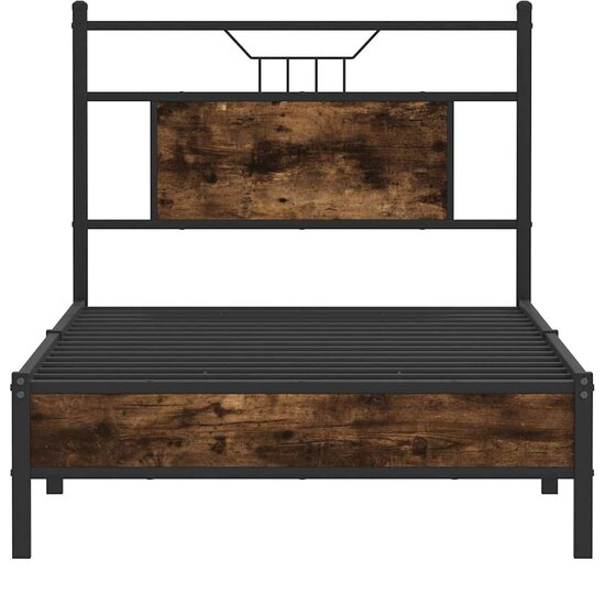 Bedframe Zonder Matras Hout Kleurig 90 x 200 cm Gerookt eiken