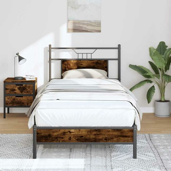 Bedframe Zonder Matras Hout Kleurig 80 x 200 cm Gerookt eiken