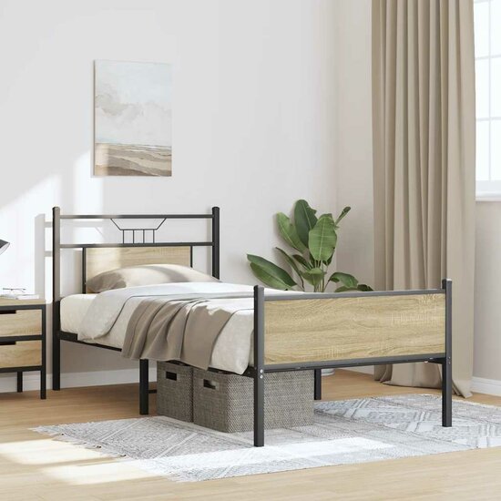 Bedframe Zonder Matras Hout Kleurig 80 x 200 cm Sonoma eiken