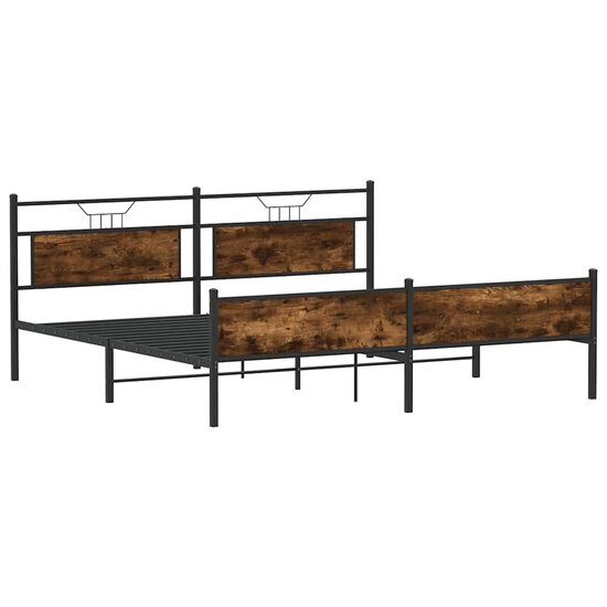 Bedframe Zonder Matras Metaal Kleurig 183 x 213 cm Gerookt eiken