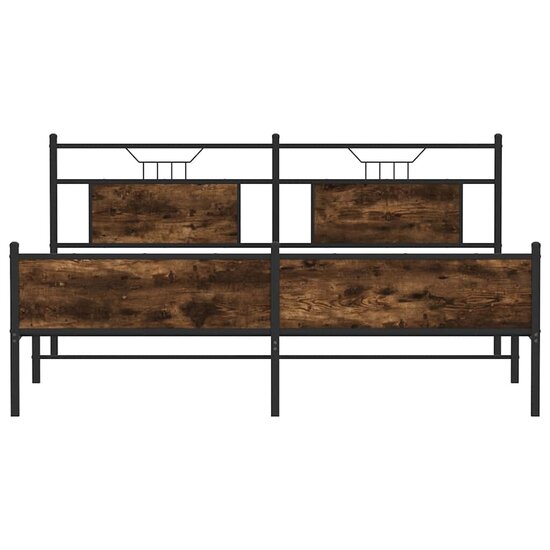 Bedframe Zonder Matras Metaal Kleurig 183 x 213 cm Gerookt eiken