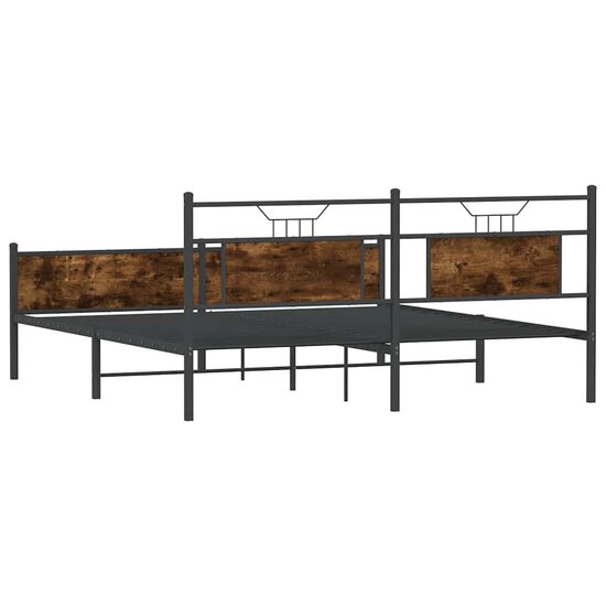 Bedframe Zonder Matras Metaal Kleurig 183 x 213 cm Gerookt eiken