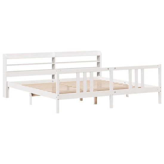 Bedframe Met Hoofdeinde Zonder Matras 200 x 200 cm Wit