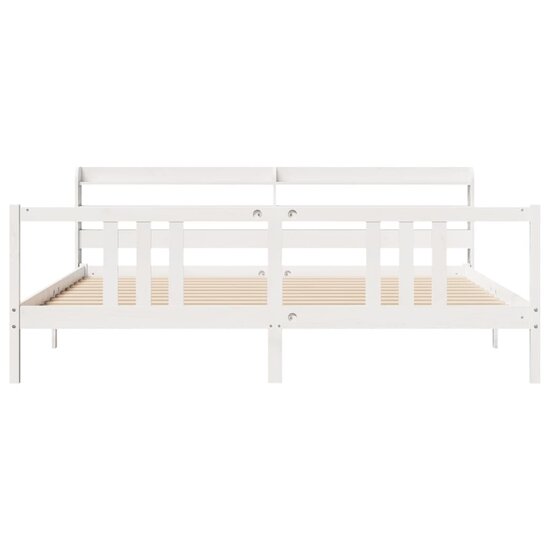 Bedframe Met Hoofdeinde Zonder Matras 200 x 200 cm Wit