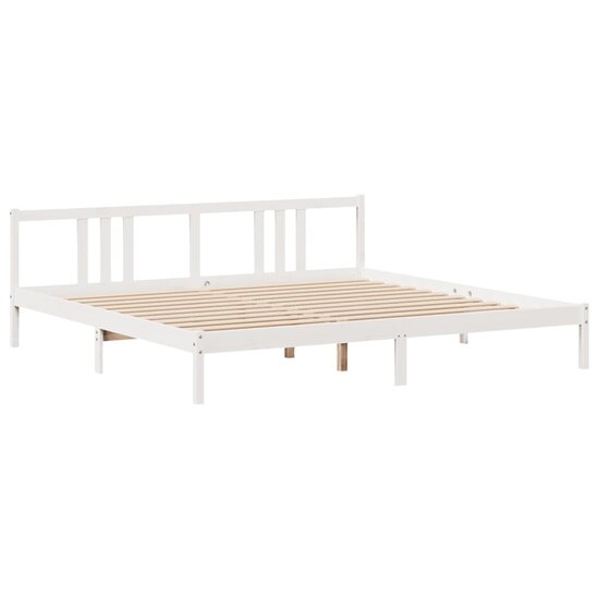 Bedframe Met Hoofdeinde Zonder Matras 200 x 200 cm Wit