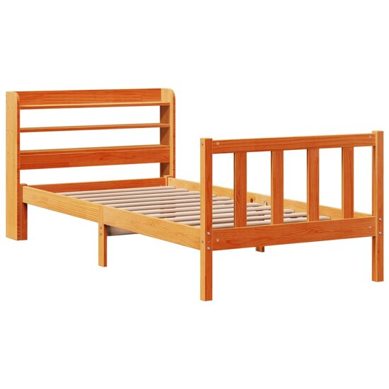 Bedframe Met Hoofdbord Massief Grenenhout 90 x 190 cm Wasbruin