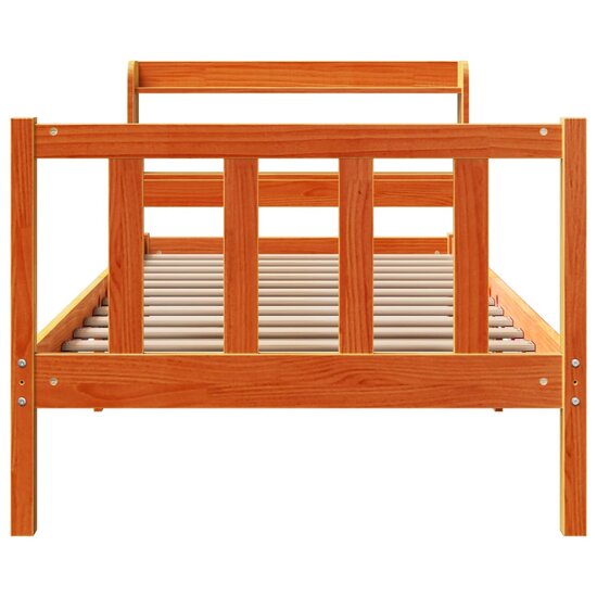 Bedframe Met Hoofdbord Massief Grenenhout 90 x 190 cm Wasbruin