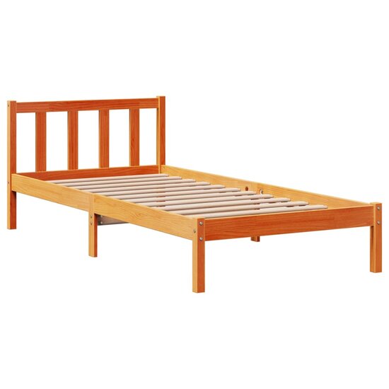 Bedframe Met Hoofdbord Massief Grenenhout 90 x 190 cm Wasbruin