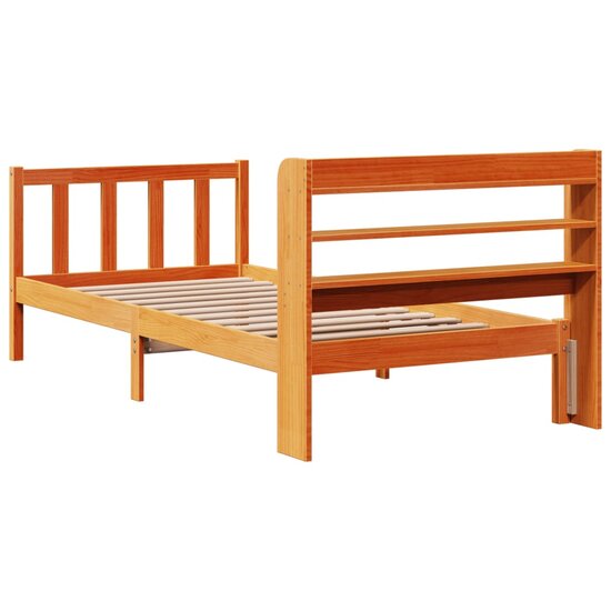 Bedframe Met Hoofdbord Massief Grenenhout 90 x 190 cm Wasbruin