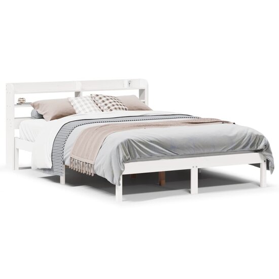 Bedframe Zonder Matras Massief Grenenhout 135 x 190 cm Wit