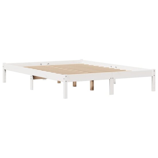 Bedframe Zonder Matras Massief Grenenhout 135 x 190 cm Wit