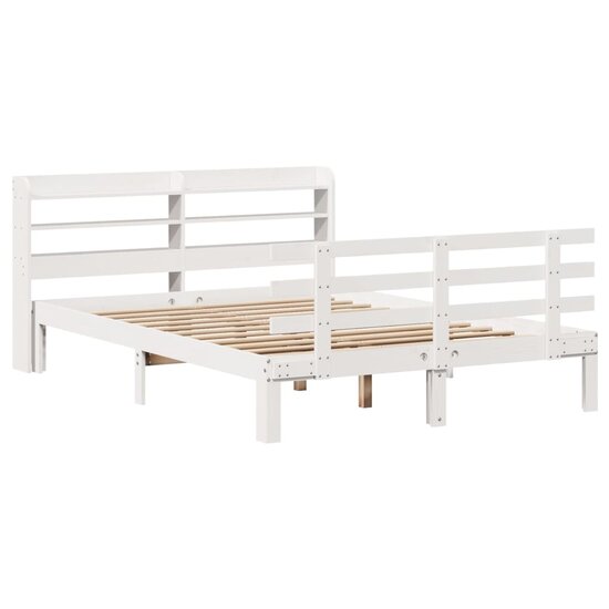 Bedframe Met Hoofdbord Massief Grenenhout 150 x 200 cm Wit