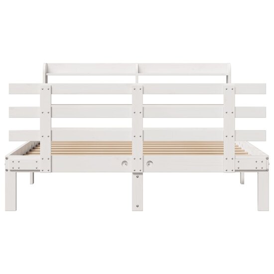 Bedframe Met Hoofdbord Massief Grenenhout 150 x 200 cm Wit