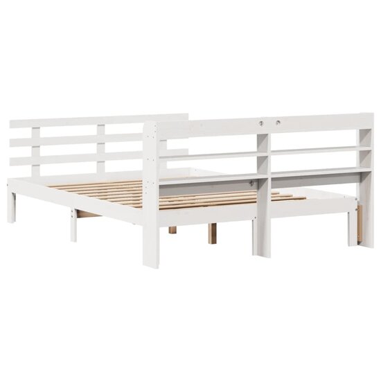 Bedframe Met Hoofdbord Massief Grenenhout 150 x 200 cm Wit