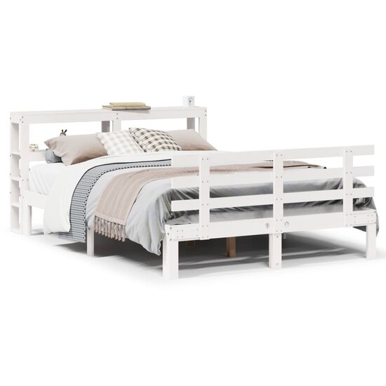 Bedframe Met Hoofdeinde Zonder Matras 140X190 Cm Wit
