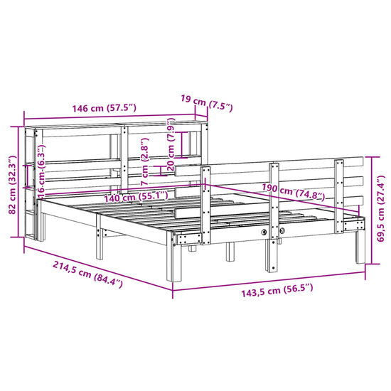 Bedframe Met Hoofdeinde Zonder Matras 140X190 Cm Wit