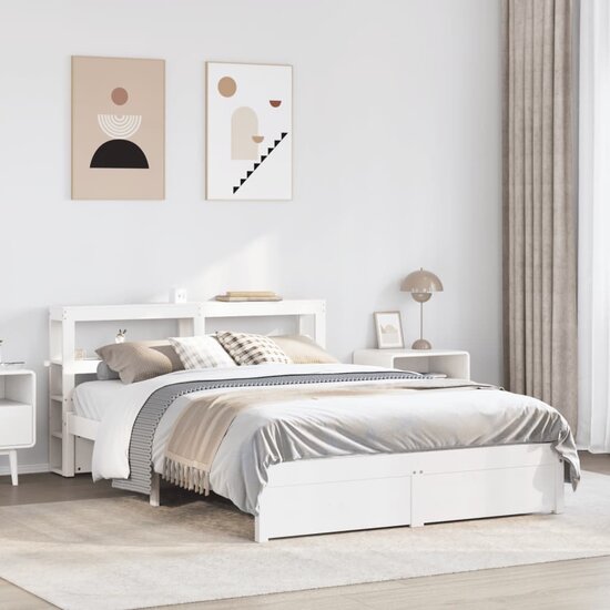Bedframe Met Hoofdeinde Zonder Matras 160 x 200 cm Wit