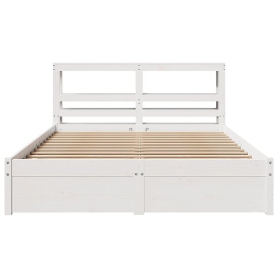 Bedframe Met Hoofdeinde Zonder Matras 160 x 200 cm Wit