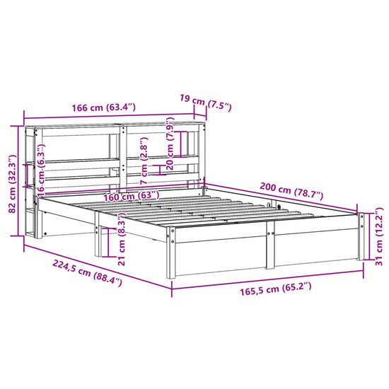 Bedframe Met Hoofdeinde Zonder Matras 160 x 200 cm Wit