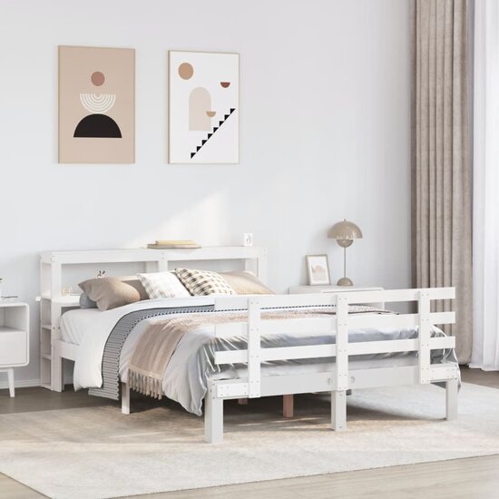 Bedframe Met Hoofdeinde Zonder Matras 140X200 Cm Wit