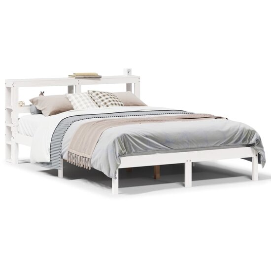 Bedframe Zonder Matras Massief Grenenhout 135 x 190 cm Wit