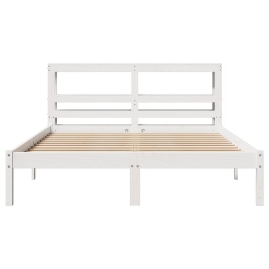 Bedframe Zonder Matras Massief Grenenhout 135 x 190 cm Wit