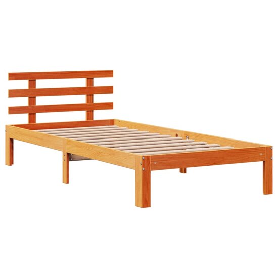 Bedframe Met Hoofdbord Massief Grenenhout 75 x 190 cm Wasbruin