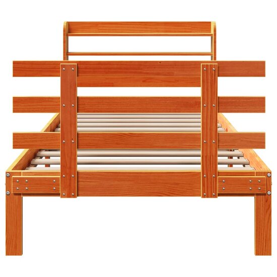 Bedframe Met Hoofdbord Massief Grenenhout 75 x 190 cm Wasbruin