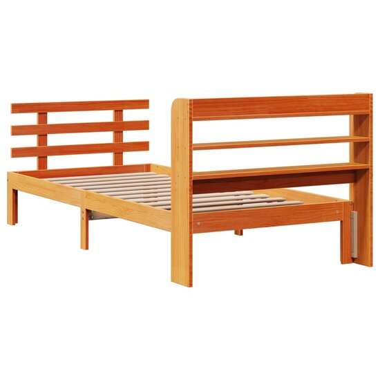 Bedframe Met Hoofdbord Massief Grenenhout 75 x 190 cm Wasbruin