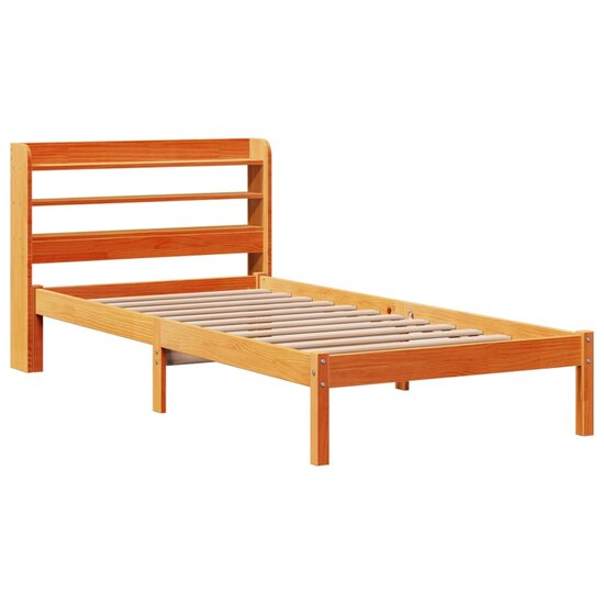 Bedframe Met Hoofdbord Massief Grenenhout 75 x 190 cm Wasbruin