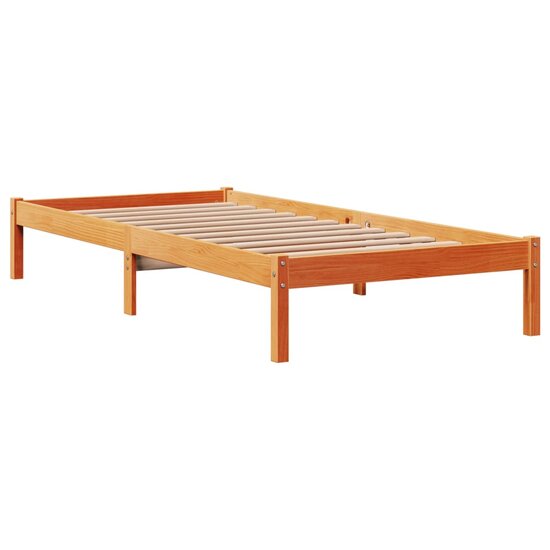 Bedframe Met Hoofdbord Massief Grenenhout 75 x 190 cm Wasbruin