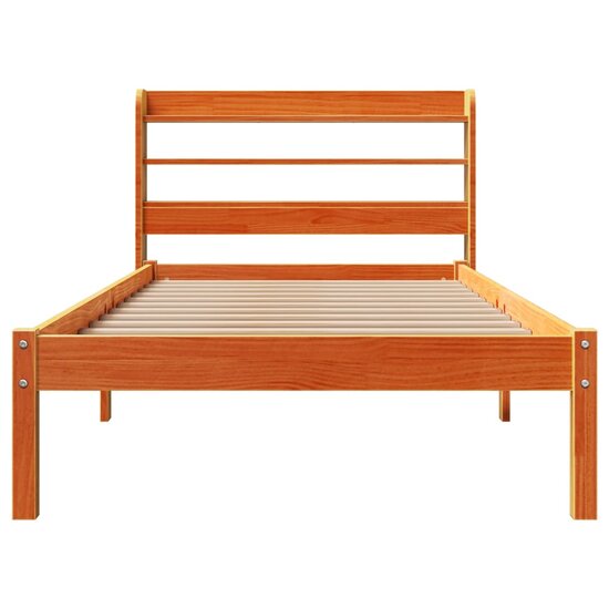 Bedframe Met Hoofdbord Massief Grenenhout 75 x 190 cm Wasbruin