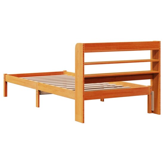 Bedframe Met Hoofdbord Massief Grenenhout 75 x 190 cm Wasbruin