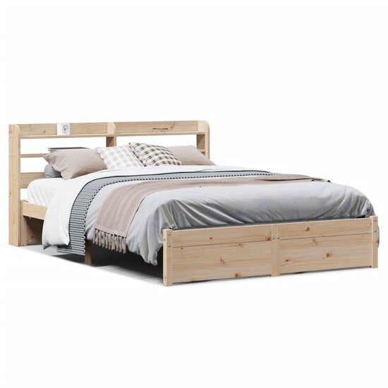 Bedframe Met Hoofdbord Massief Grenenhout 150 x 200 cm Bruin