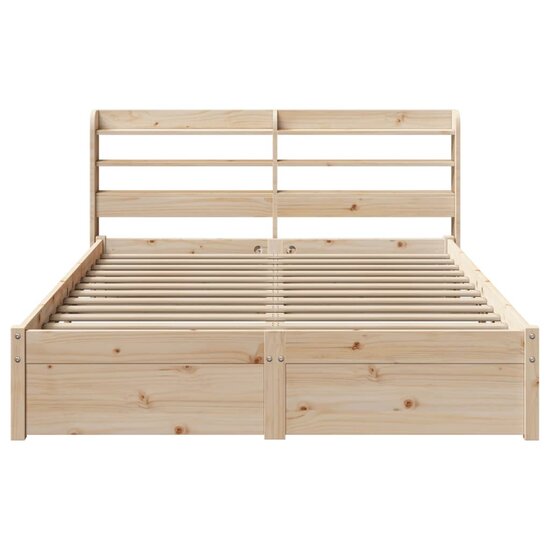 Bedframe Met Hoofdbord Massief Grenenhout 150 x 200 cm Bruin