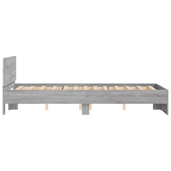 Bedframe Met Hoofdeinde En Led Eiken 140 x 200 cm Grijs sonoma