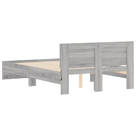 Bedframe Met Hoofdeinde En Led Eiken 140 x 200 cm Grijs sonoma