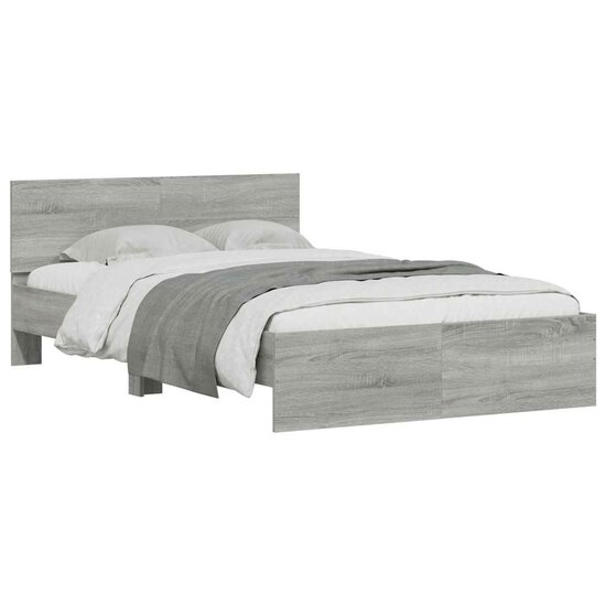 Bedframe Met Hoofdeinde En Led Eiken 120 x 190 cm Grijs sonoma