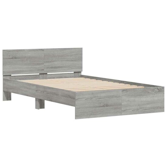 Bedframe Met Hoofdeinde En Led Eiken 120 x 190 cm Grijs sonoma