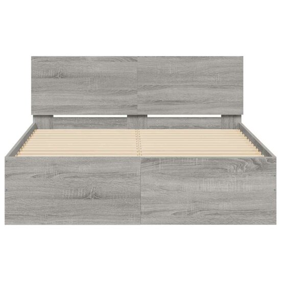 Bedframe Met Hoofdeinde En Led Eiken 120 x 190 cm Grijs sonoma