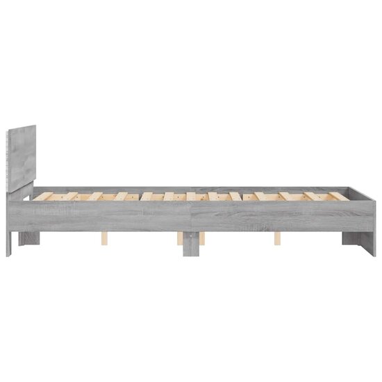 Bedframe Met Hoofdeinde En Led Eiken 120 x 190 cm Grijs sonoma