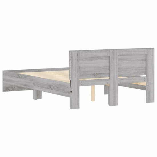 Bedframe Met Hoofdeinde En Led Eiken 120 x 190 cm Grijs sonoma