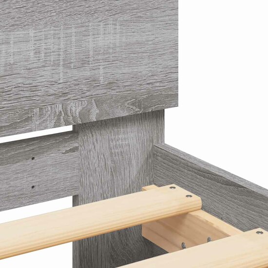 Bedframe Met Hoofdeinde En Led Eiken 120 x 190 cm Grijs sonoma