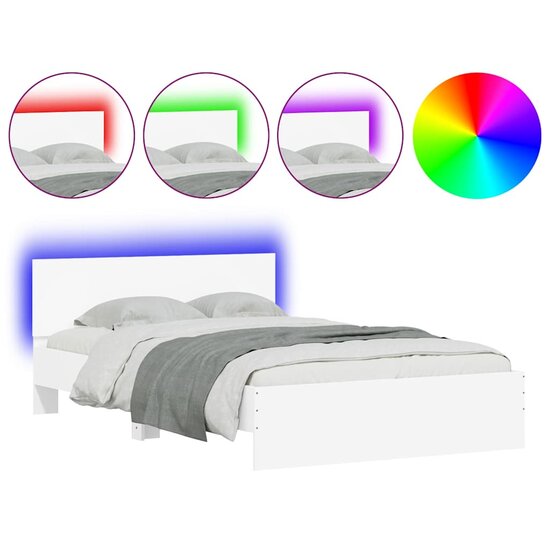 Bedframe Met Hoofdeinde En Led 120 x 190 cm Wit