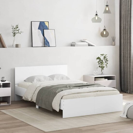 Bedframe Met Hoofdeinde En Led 120 x 190 cm Wit